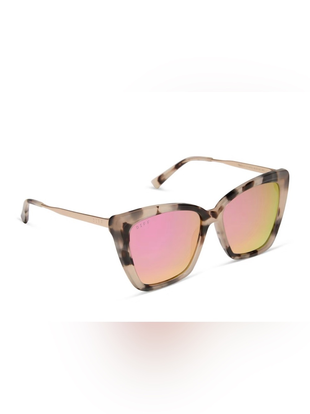 BECKY II - CREAM TORTOISE + PINK MIRROR SUNGLASSES